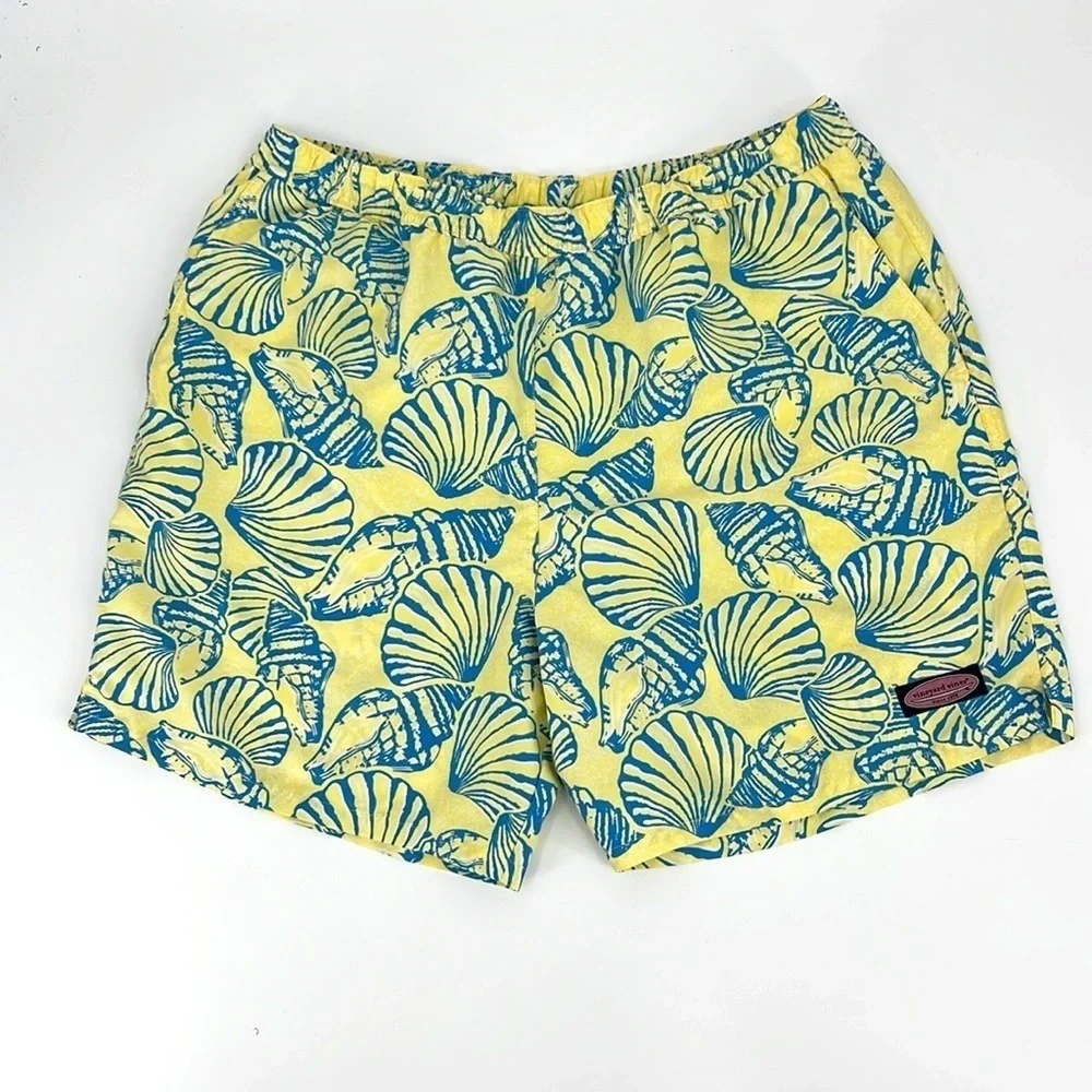 Vineyard Vines yellow, and blue seashell Trunks SZ XL